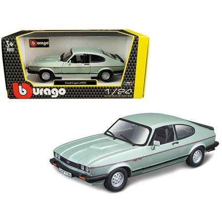 BBURAGO B  1973 Ford Capri Light Green Metallic 1 by 24 Diecast Model Car 21093grn